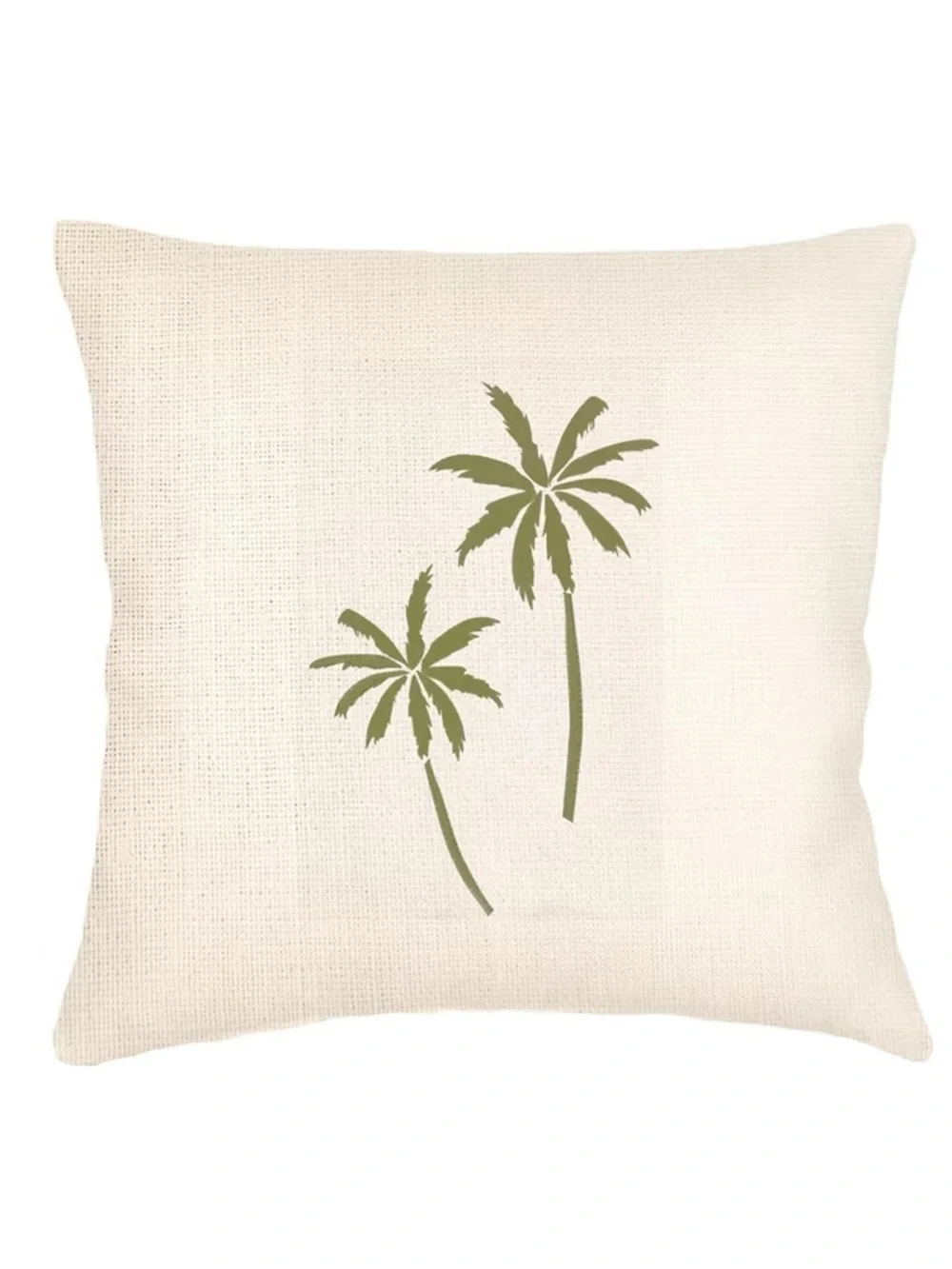 Palm Breeze Embroidered Linen Pillow 20”x20”/ Down Alternative - NWT